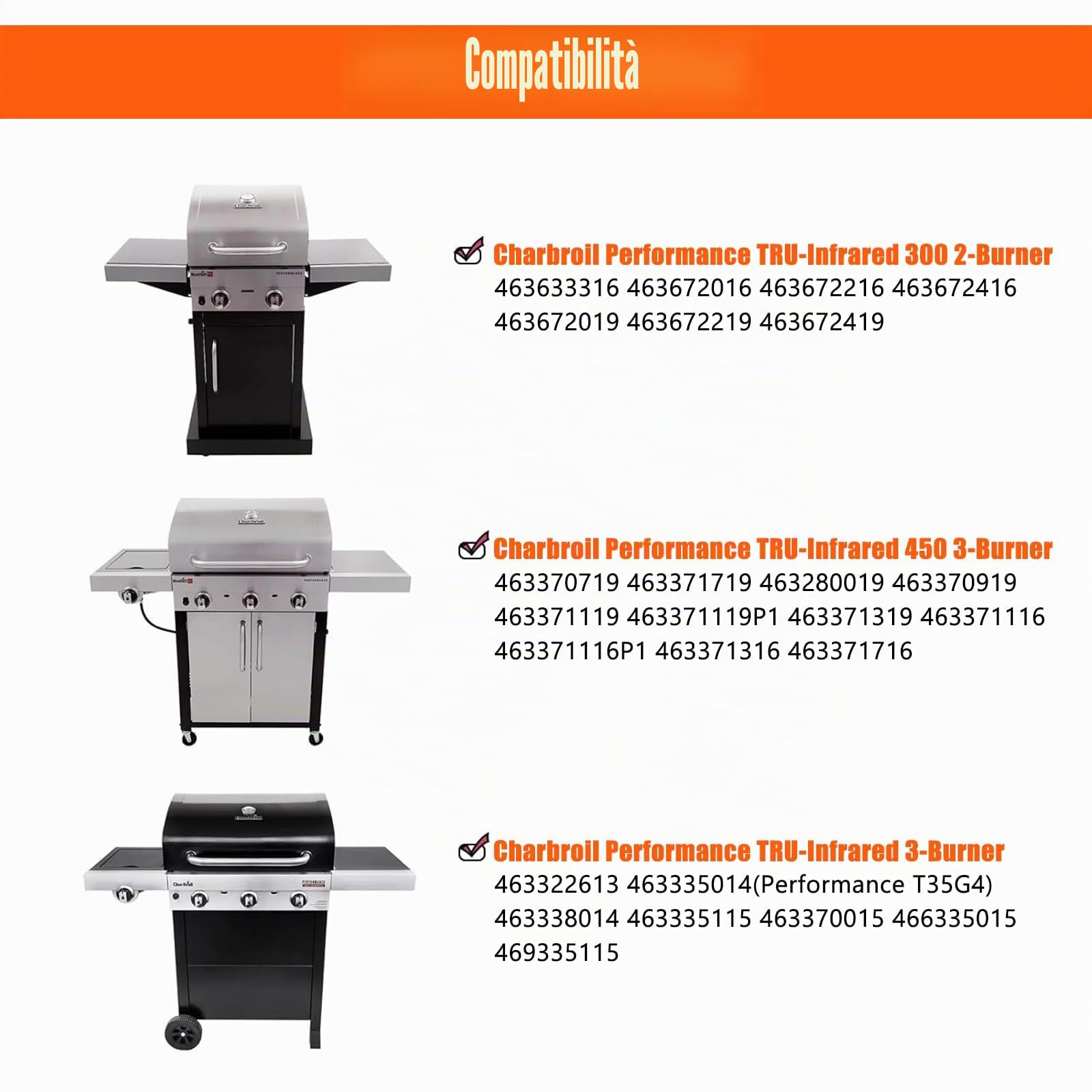 GFTIME 43.2cm Griglia a infrarossi per Charbroil Performance Tru Infrarossi 3 fuochi 450 Grill a Gas, Griglia in Acciaio porcellanato Pezzi di Ricambio per griglia Charbroil 463371116 463370919
