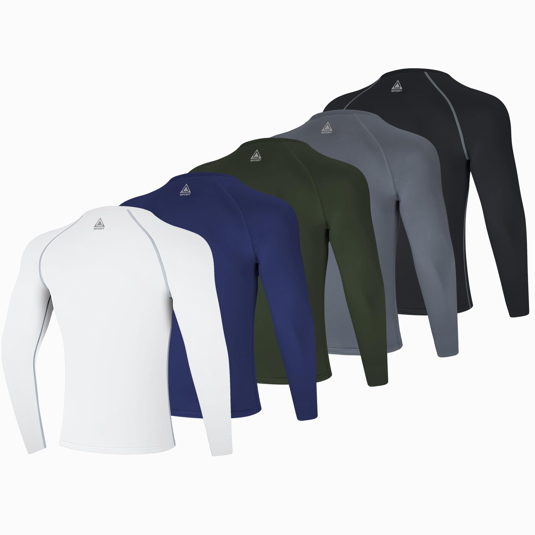AMZSPORT Camiseta de Compresión de Manga Larga para Hombre Lote de 3 T-Shirt Transpirable Sport Running