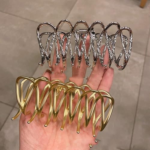 Miniatura 5 de Clip de cangrejo para el cabello simple y retro clip de tiburón de lujo de metal elegante para niña negro mate