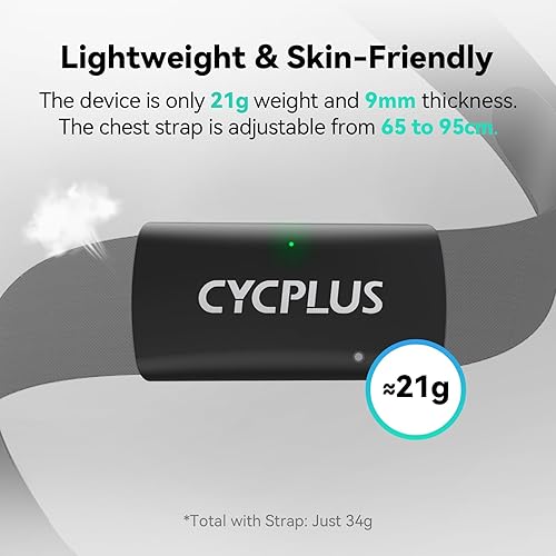 Miniatura 5 de CYCPLUS Monitor de frecuencia cardíaca H2Pro, Bluetooth ANT+ Monitor de frecuencia cardíaca con batería de 500 horas, IPX7 impermeable y resistente
