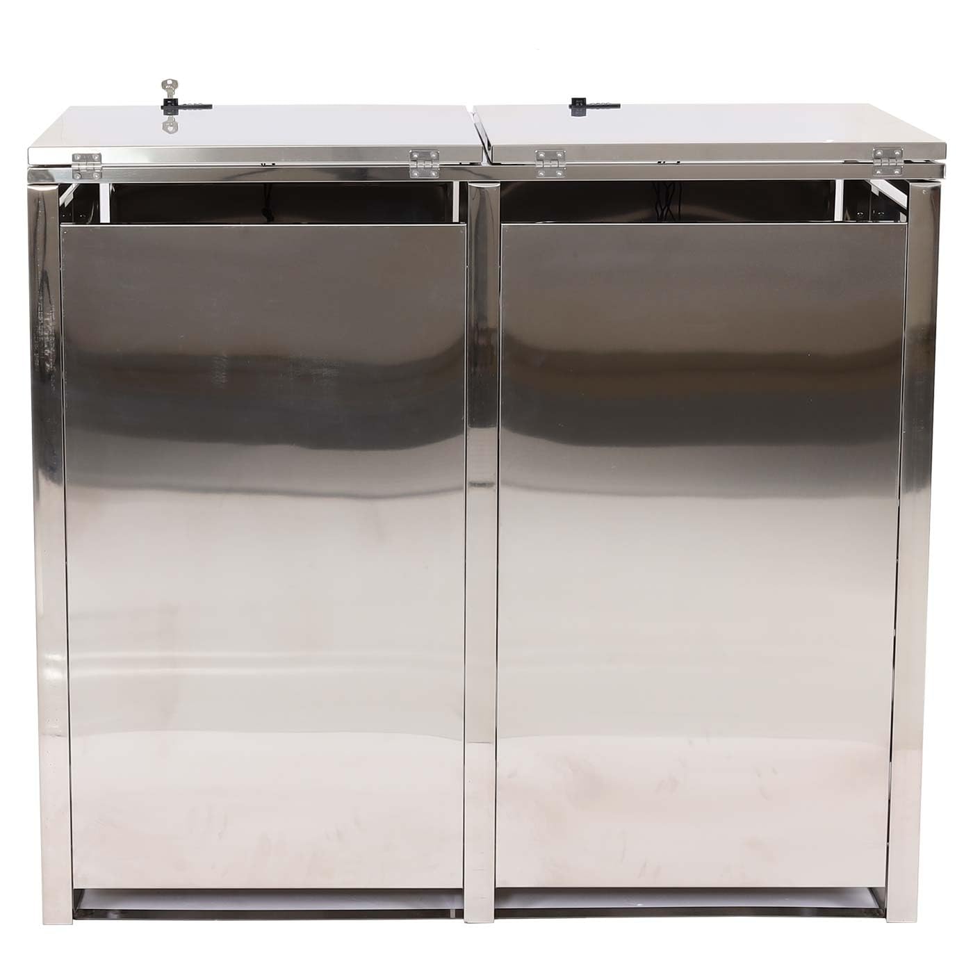 Mendler 2er-Mülltonnenverkleidung HWC-E83 103x115x63cm - Edelstahl | Mülltonnenbox, Mülltonnenabdeckung, erweiterbar, 38kg