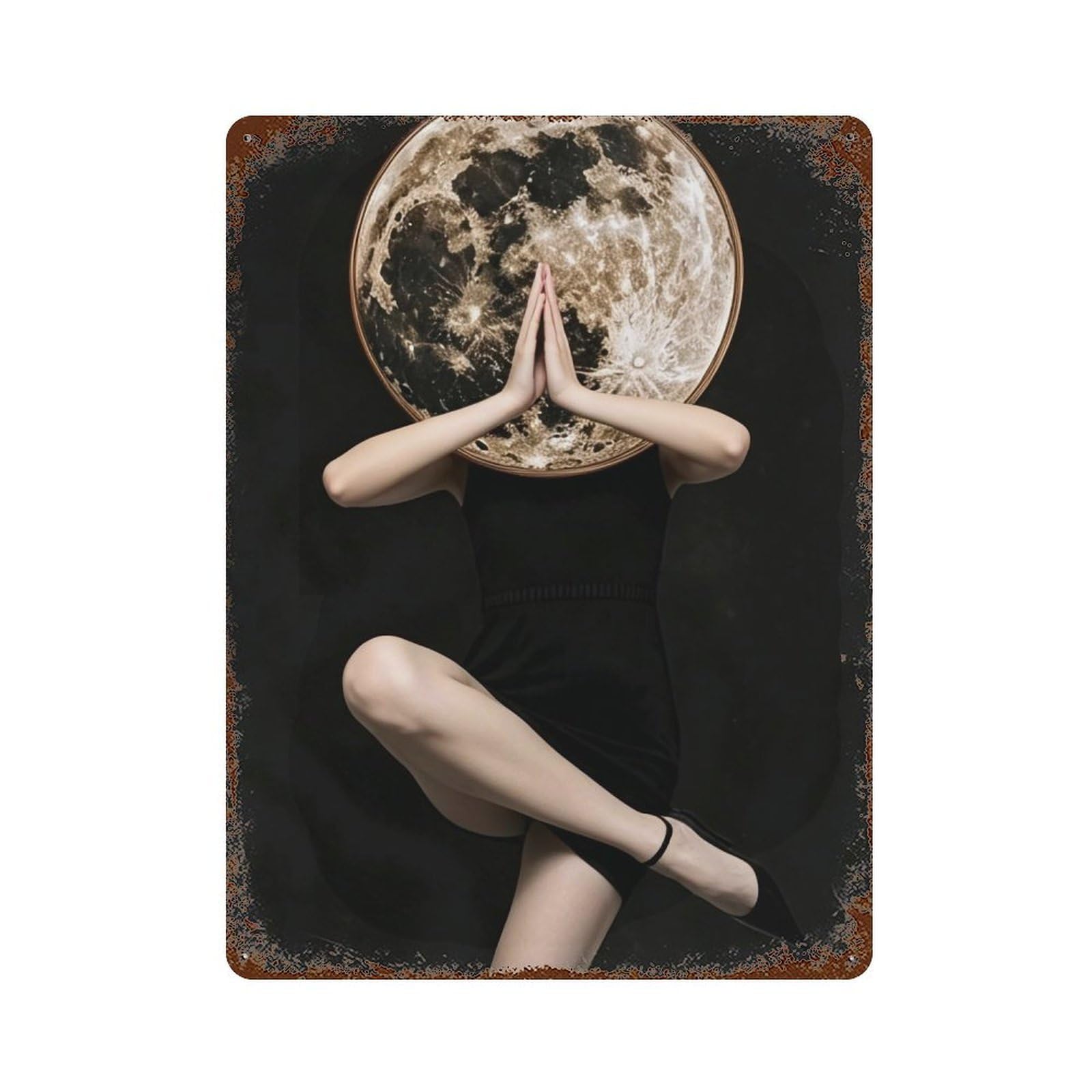 WUJHGRSG Dark Tone Moon Holding Vintage Muse 03 Wall Art Retro Iron Vintage Metal Tin Sign Poster Modern Decor for Home Cofffee Club Bar Shop Style 40x30cm