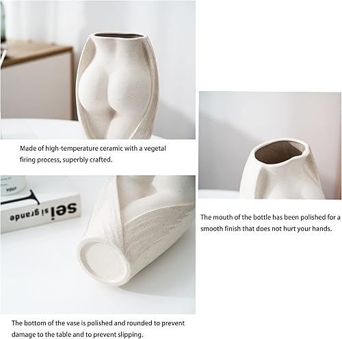 Jarrón de cerámica blanca, jarrón de flores en forma de cuerpo femenino, detalles de decoración del hogar, jarrón en forma de cuerpo, jarrón