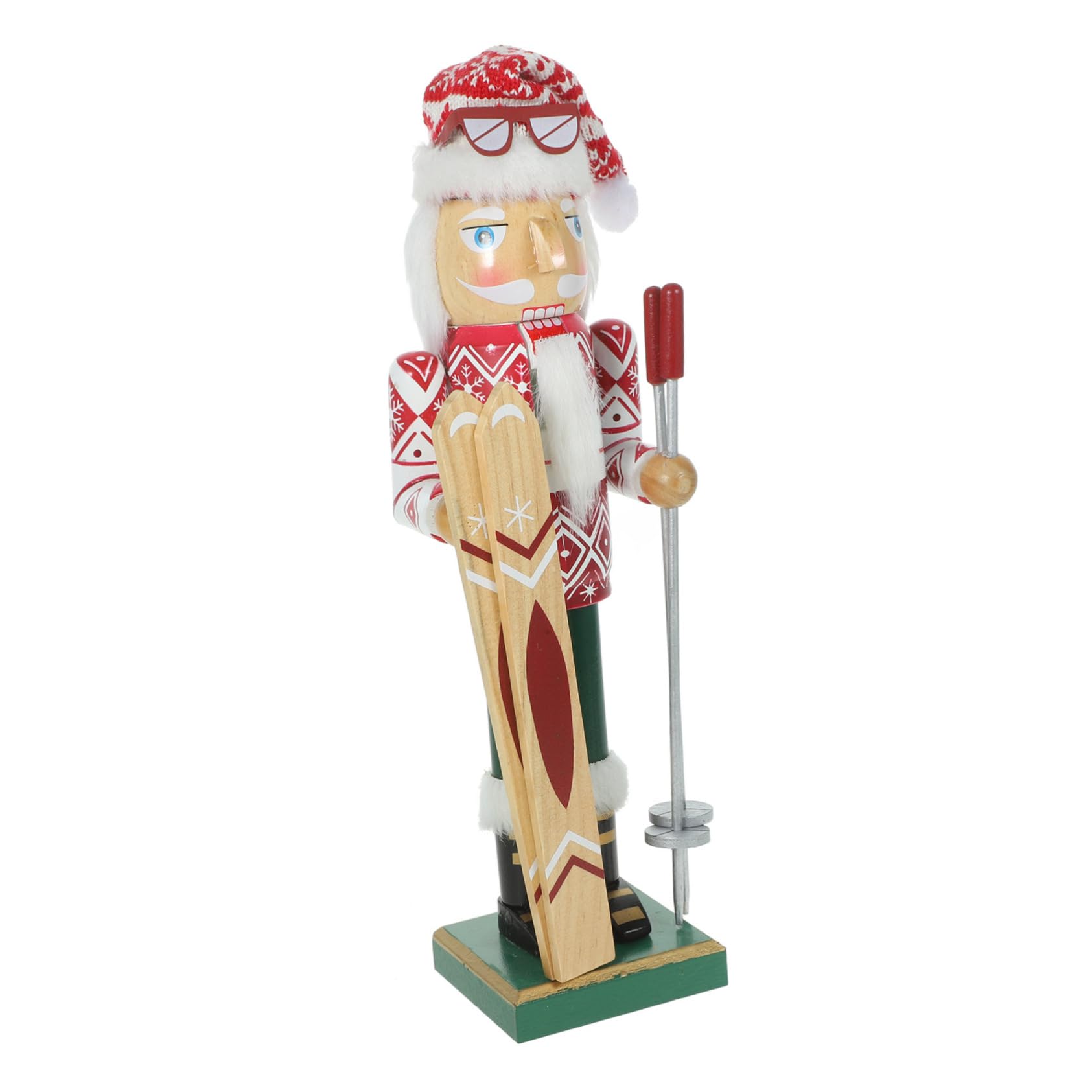 Holzpuppe Skifahrer Weihnachtsdekoration Figur aus Holz Weihnachten Holzornament Weihnachtsmann Modell Garten Anhänger Schreibtisch Ornament