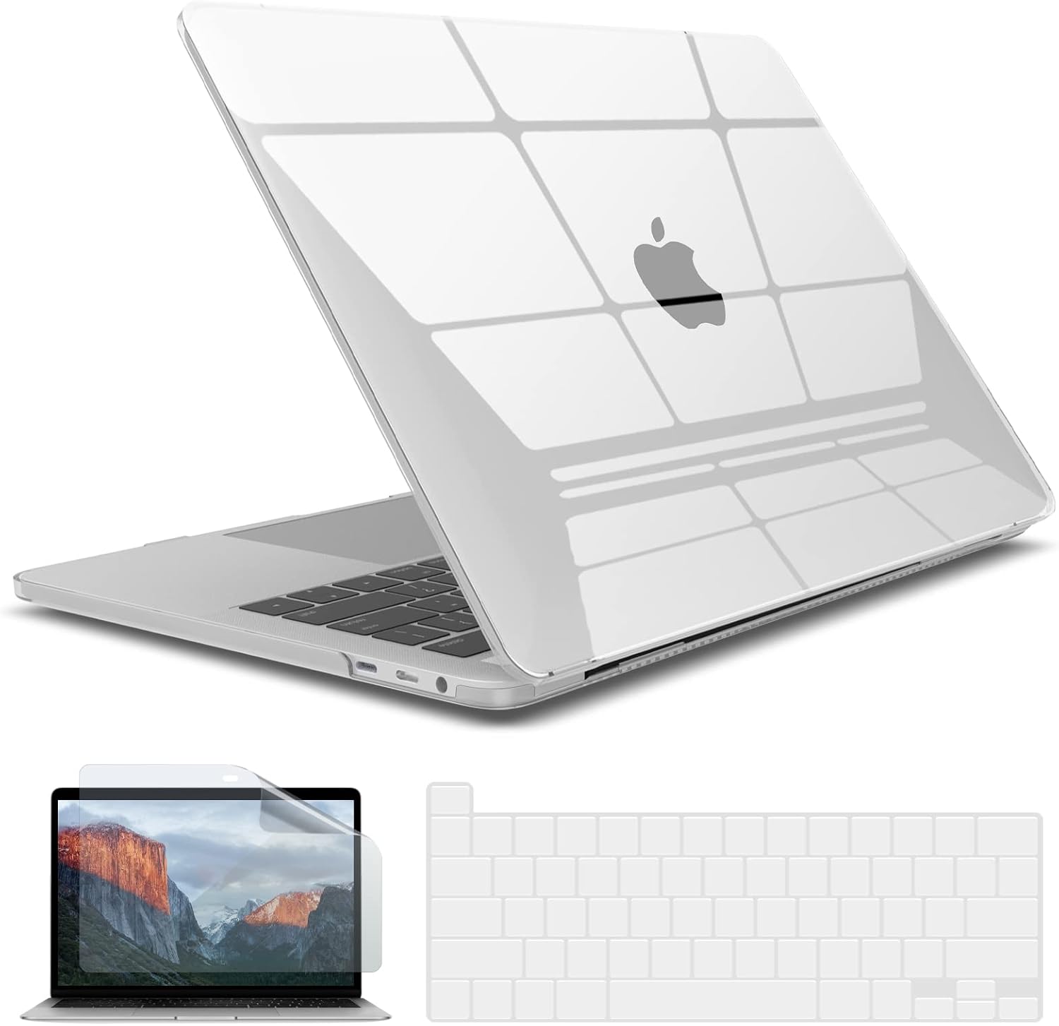 IBENZER Compatible with 2023 2022 M2 MacBook Pro 13 Inch Case 2021-2016 M1 A2338 A2289 A2251 A2159 A1989 A1706 A1708, HardShell Case&Keyboard Cover&Screen Film for MacPro 13, Crystal Clear, T13CYCL+2A