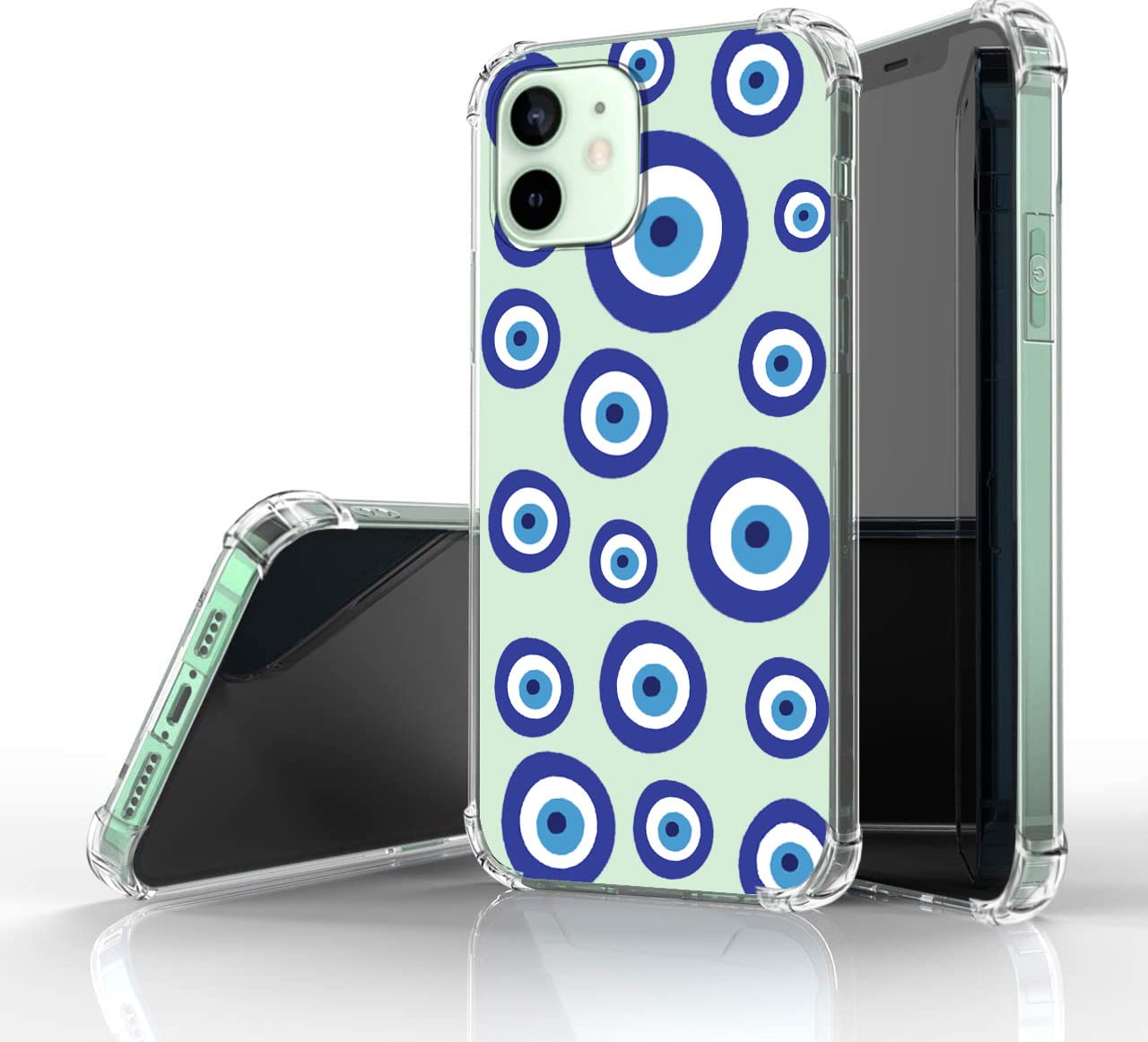 for iPhone 11 6.1 Case Clear Anti-Yellow Shock-Proof Protective Case,Military Grade Anti Fall Protection,Ultra Thin Case with Shock Absorbing Airbag(Demon Eye/Blue)