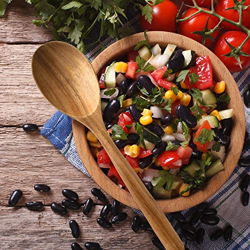 Kitchen Wooden Cooking Spoon, Solid Acacia Wood Serving Spoons For Mixing Stirring, Nonstick Kitchen Utensils Tableware Ladle Scoop For Soup Stews Salad Pasta Sauce Chili (2 Pieces) #TOP6