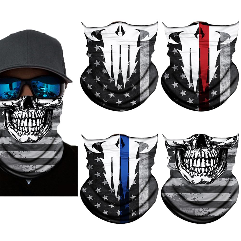 Masque Cache-Cou, Protection UV, Bandana pour Couvrir Le Visage, écharpe Tube, Cagoule Cache-Cou, Bandeau, 4 pièces, Type A48, M/L