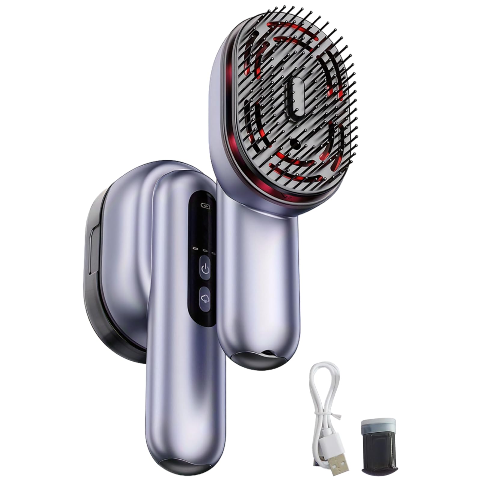 Masajeador eléctrico del cuero cabelludo para el crecimiento del cabello, masajeador de cabeza para aliviar el estrés, dispositivo 3 en 1 con cable de carga y caja de líquido de aceite esencial
