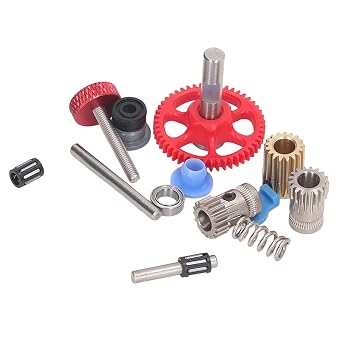 Dual Gear Assembly Kit, Upgrade Extruder Red Wheel Kit Extruder Dual Gear Kit 3D Printer Accessories Dual Driver Feed Metal Extruder Kit for Voron 2.4 0.1 1.8 Model