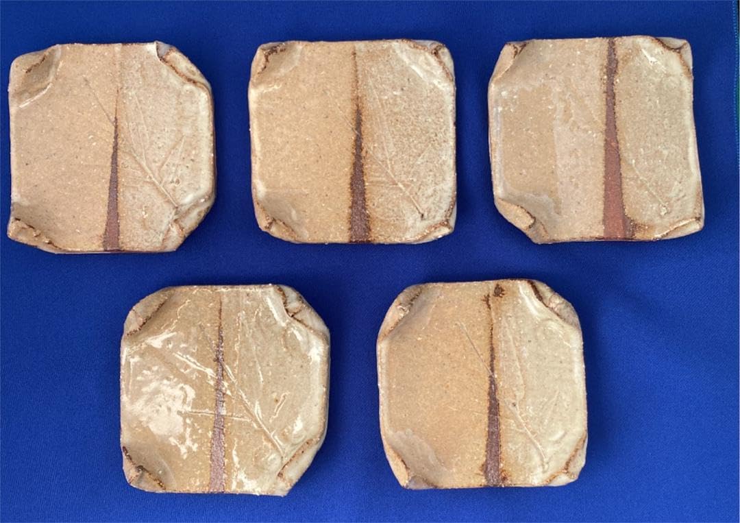 ☆新品☆萩焼 厚東建信作 銘々皿5客揃 萩焼 厚東建信作 萩銘々皿5枚 萩焼お抹茶碗（