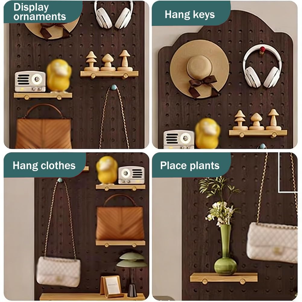 Kit de exhibición de madera maciza para montaje en pared, estantería modular y almacenamiento de herramientas para garaje, cocina, organización del hogar, marrón, 40 x 150 cm