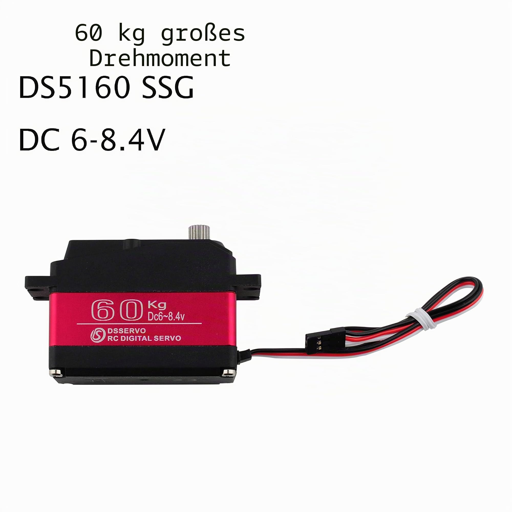 DS5160SSG 60 kg Servo RC Digital-Servo DC6-8,4 V Metallgetriebe großes Drehmoment, hohe Geschwindigkeit, IP67 wasserdicht, Servo 270 Grad mit 18T Aluminium-Servoarm für Crawler, Baja, Autos