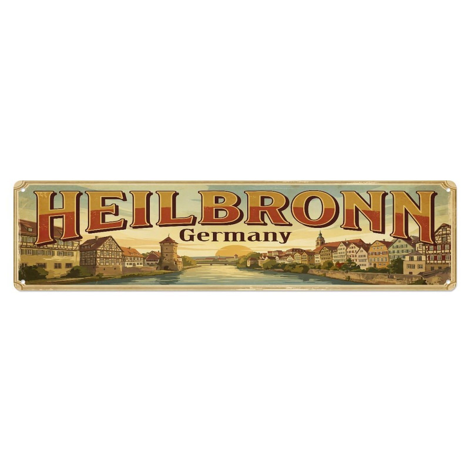 Metal Tin Sign Retro Travel Heilbronn Germany
