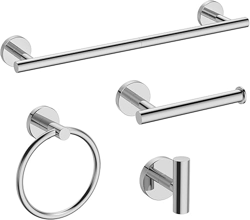 Miniatura 12 de USHOWER Juego de accesorios de baño de oro cepillado, juego de toallero de 24 pulgadas montado en la pared, juego de accesorios de baño de acero Oro
