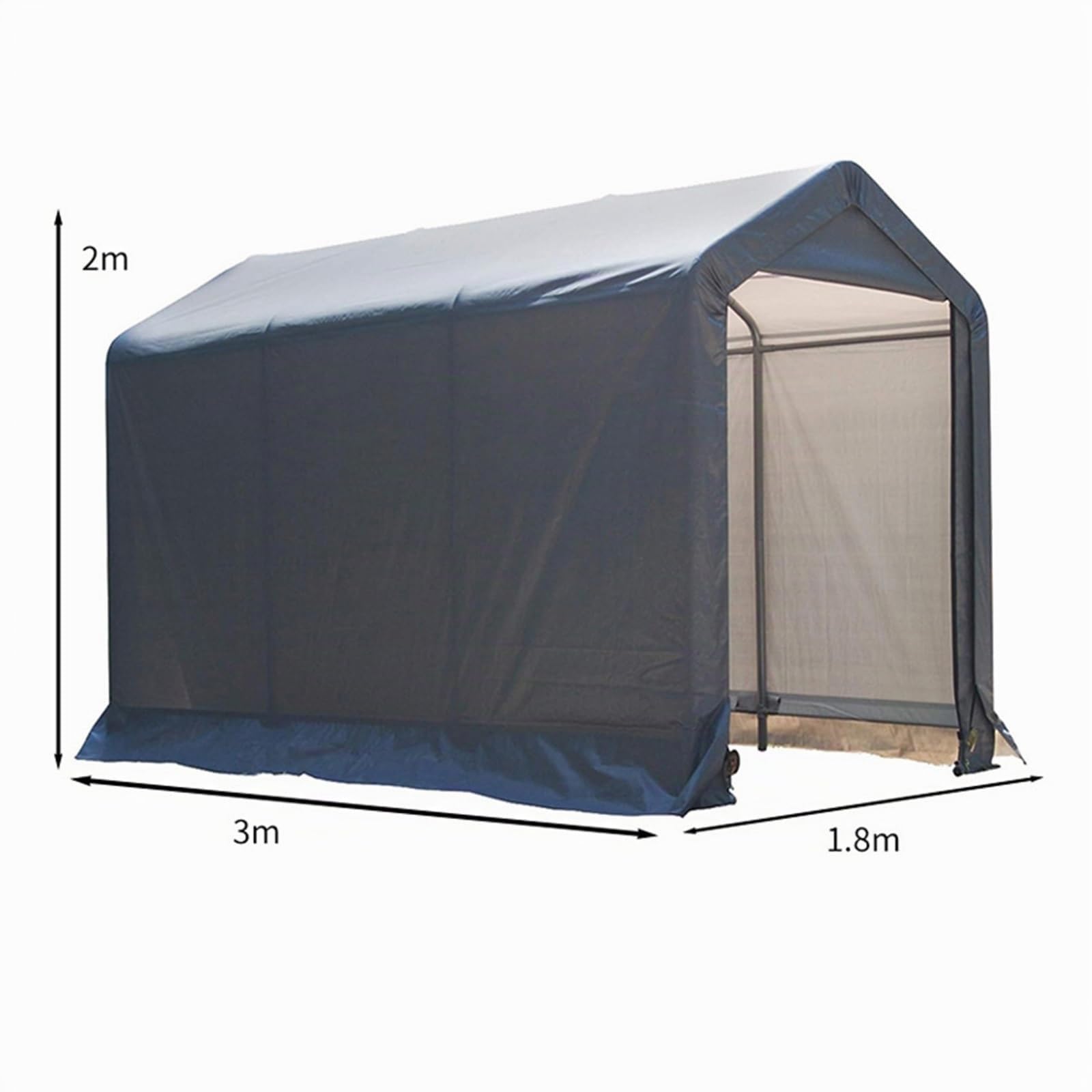 Garage Moto Per Esterno Capanno Da Giardino Stabile e resistente al vento Protezione per tutte le stagioni per moto, attrezzi da giardino, giocattoli, tosaerba(1.8x3x2 m)