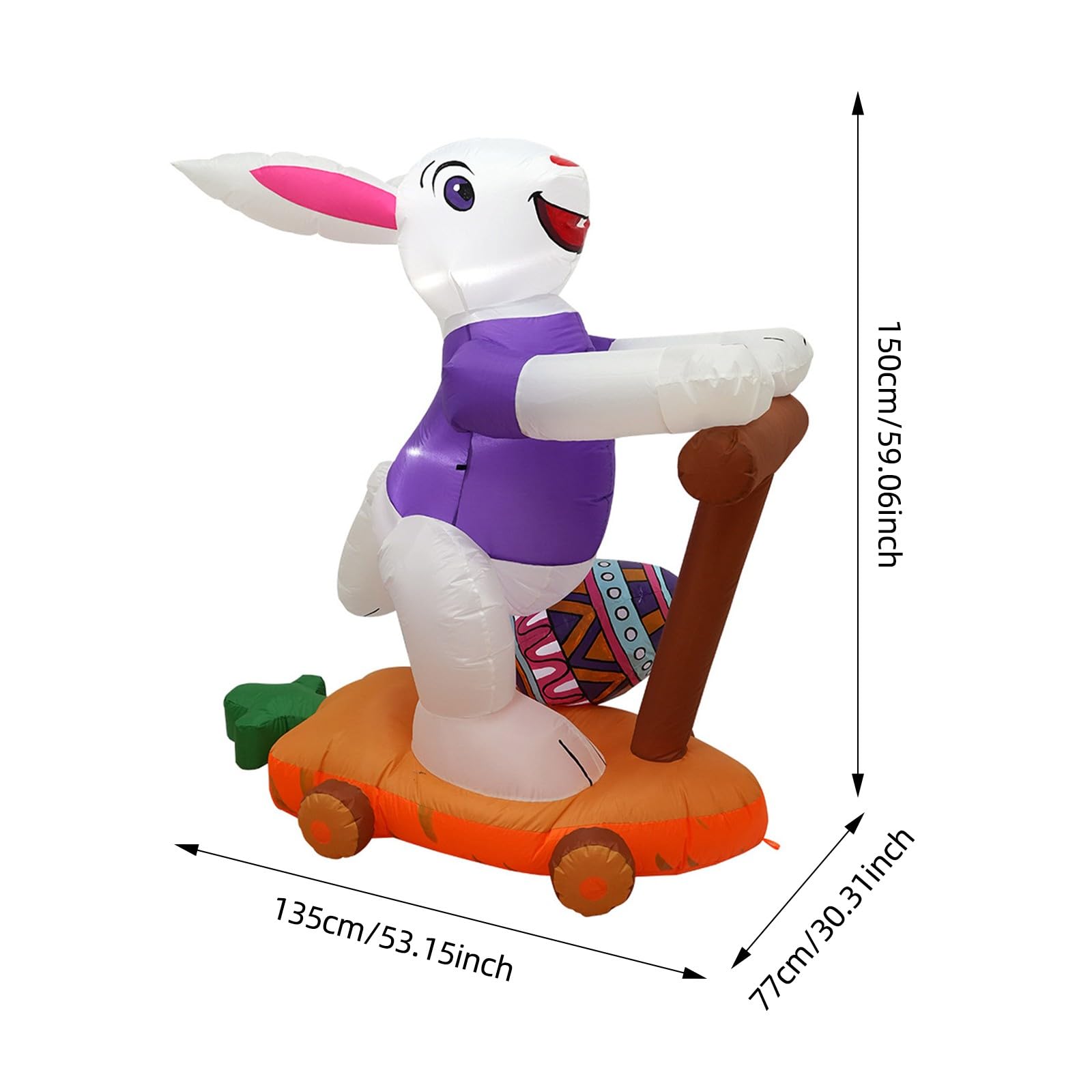 Generico Skateboard Gonfiabile a Forma di Coniglio Pasquale – Slitta a Forma di Coniglio riempita d'Aria per Feste stagionali e Giochi all'aperto 3015