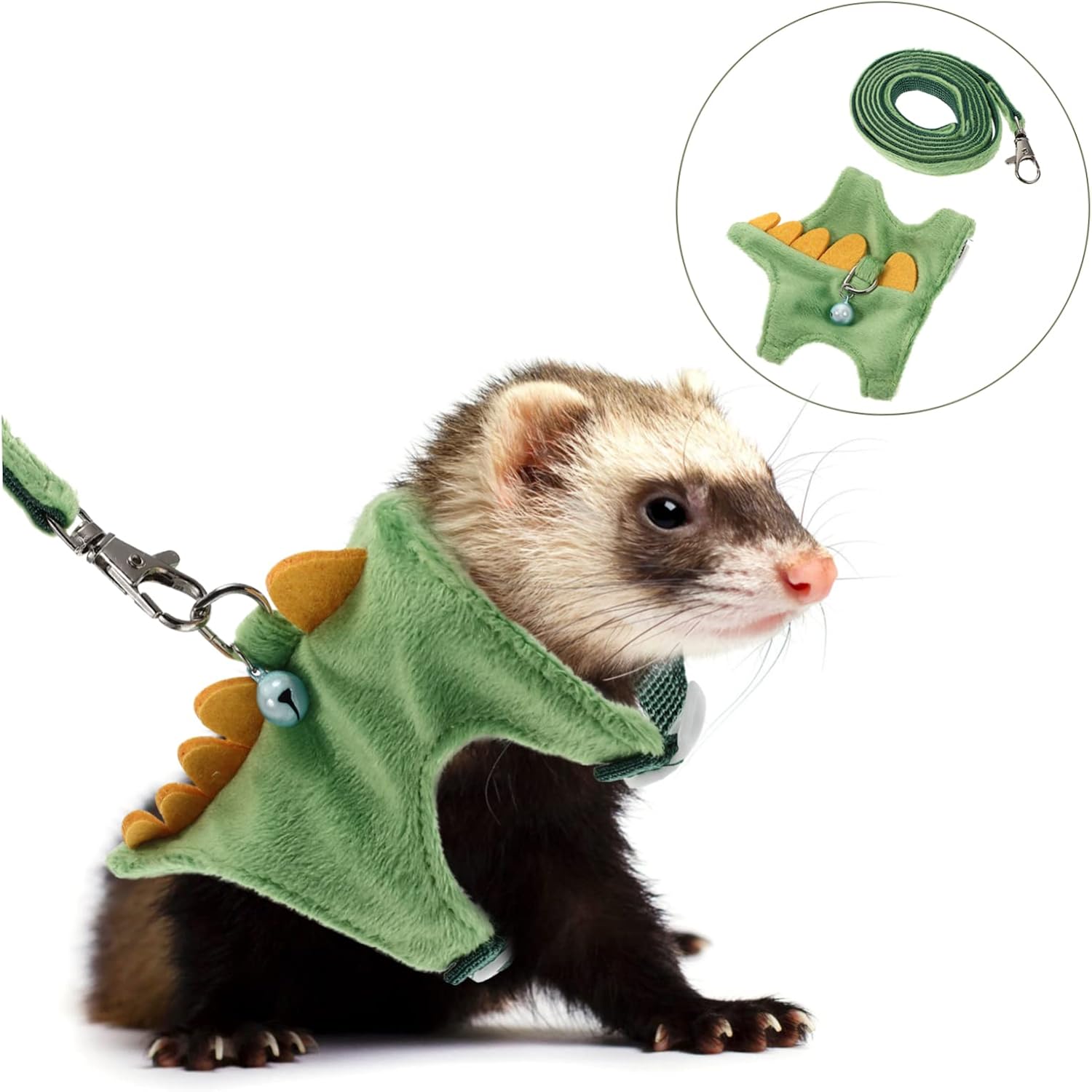 TOYANDONA Dinosaur PET Leash Harness for Small Animals Adjustable Ferret Walking Rope Vest Design Random Color Bell for Outdoor Use