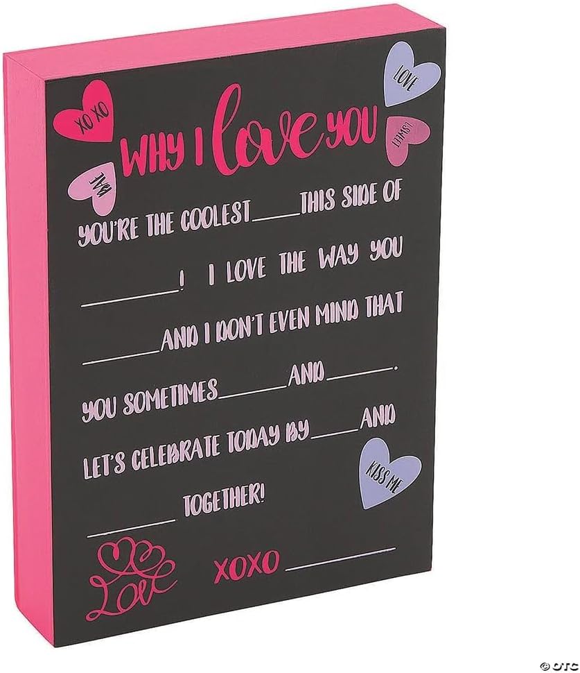 Valentine Chalkboard Tabletop Sign - Valentine's Day Home Decor - Wood
