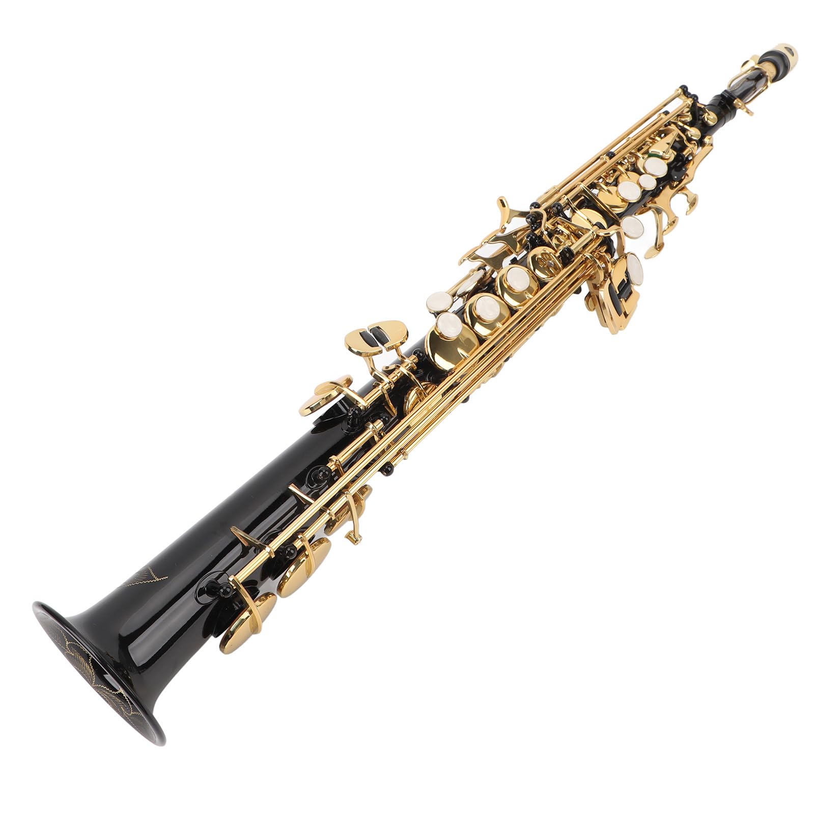 Emoshayoga Kit per Sassofono Soprano Chiave Bb in Ottone con Bocchino e Manico Curvo per Musicisti Jazz Principianti
