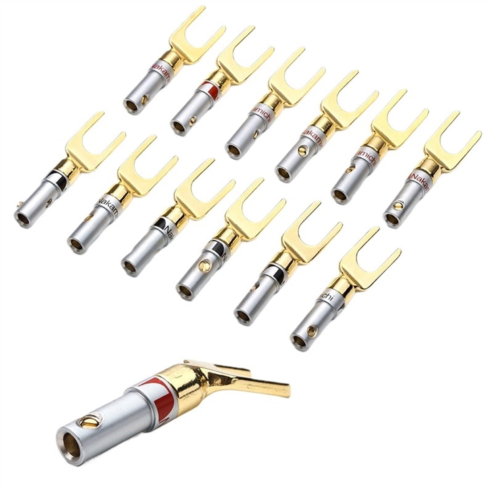 Jeu de fiches Banane plaquées Or en Forme de Y/U, connecteur de Fil de câble, Fourchette, Haut-Parleur, Adaptateur de fiche Banane, bornes, 8/12 pièces(8pcs)