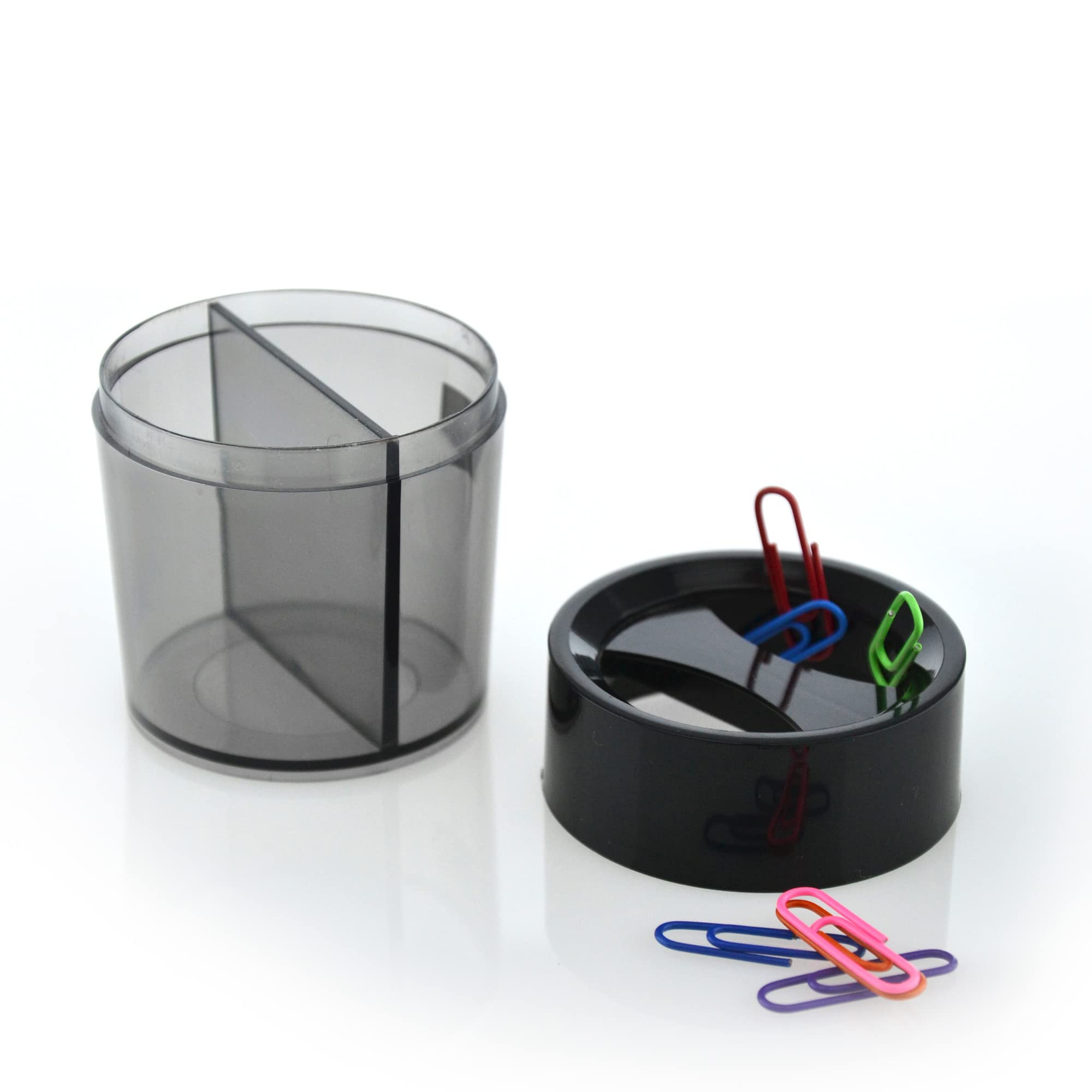 office box Porta Clips Magnético Redondo - REF. 1302- Fabricado en ABS en color negro y humo, máxima calidad con 2 depósitos de SDI