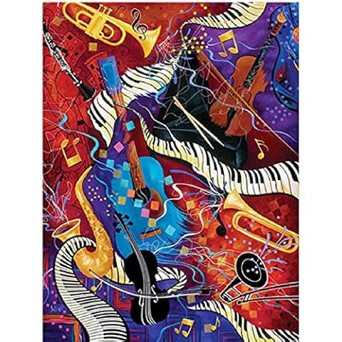Qingdewan 1000 Piece Jigsaw Puzzle For Adults And Kids-Wooden Puzzle Musical Instrument Pattern, Abstract Music Art Pattern Family Interactive Games, Great Holiday Leisure Cover