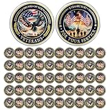 CHURYUML 50Pcs Military Veterans Challenge Coins Set Proud of You Veteran Coin Military Commemorative Gifts for Men Women Army Soldiers Thank You for Your Service Veterans Day Gifts Bulk