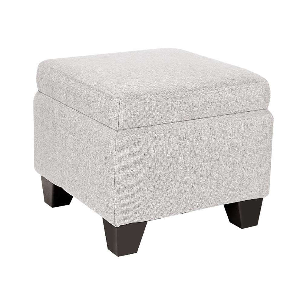 Banc en bois massif et tabouret de rangement beige pour salon