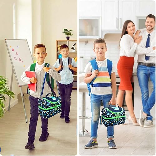 Miniatura 3 de RHCPFOVR Lonchera para niños  Lonchera térmica de doble piso para niños y niñas, lonchera lavable con correa y lonchera reutilizable para niños