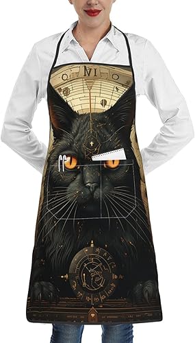 Miniatura 2 de Ouija Board Black Cat Occult Mysterious Gold Chef - Delantal de cocina con bolsillo, impermeable, delantales de cocina para barbacoa, para hombres y
