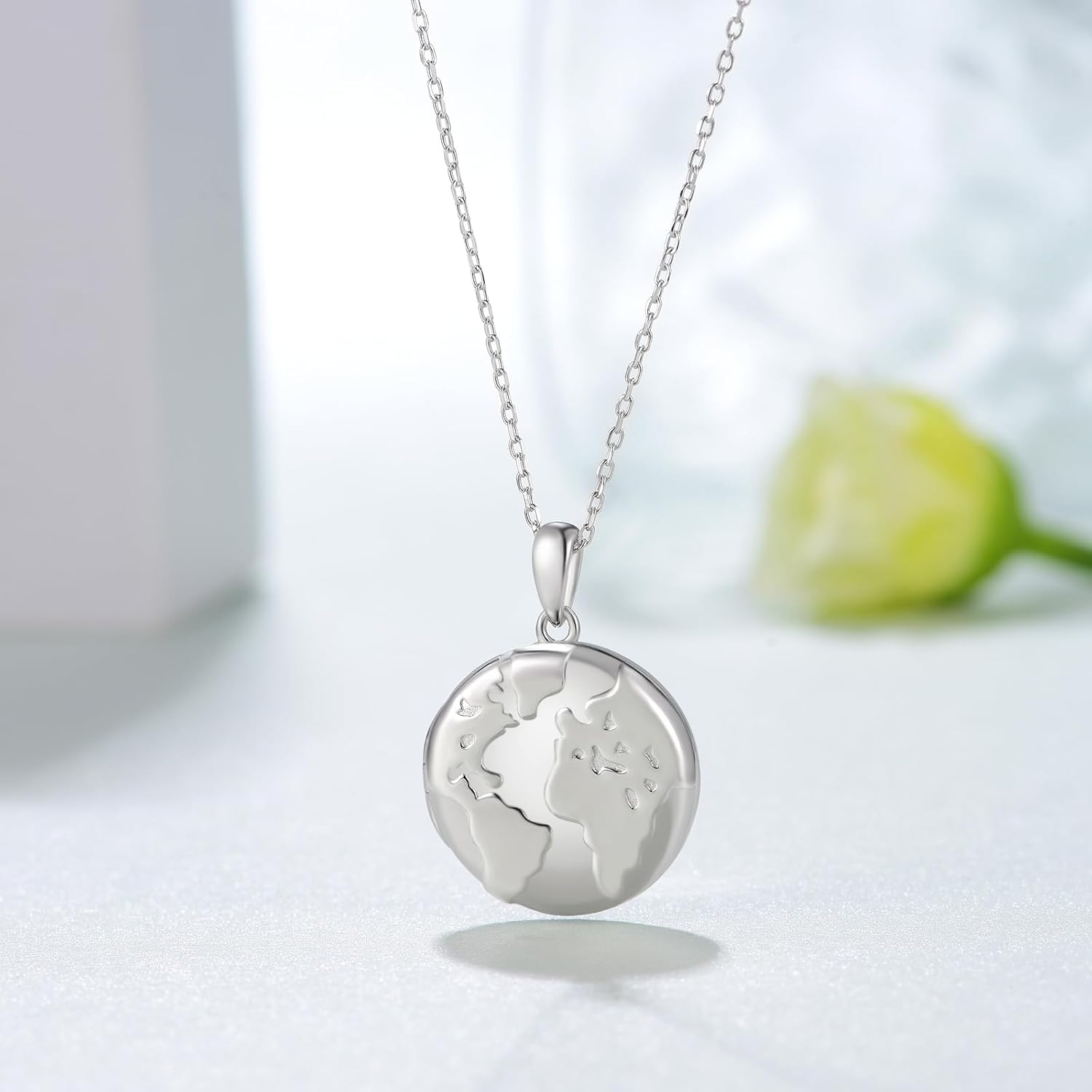 Locket Necklace 925 Sterling Silver Photo Locket Pendant Necklace with Photo Storage Birthday Memorial Jewelry Gift for Women