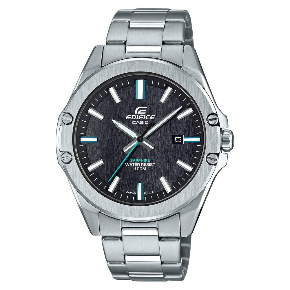 Casio Men's 46.00mm Quartz Watch with Black Analogue dial and Silver Strap EFR-S107D-1AVUEF