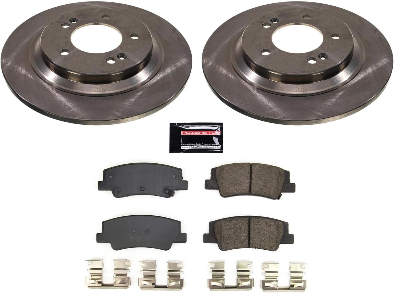 POWERSTOP Rear Stock Replacement Brake Pads and Rotors Brake Kit Autospecialty For Hyundai Sonata 2020-2022, Kia K5 2021-2023 [Vehicle Specific]