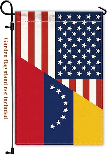 Bandera de jardín de la amistad de Venezuela, Estados Unidos, 12 x 18 pulgadas, resistente bandera de Estados Unidos para patio con doble cara