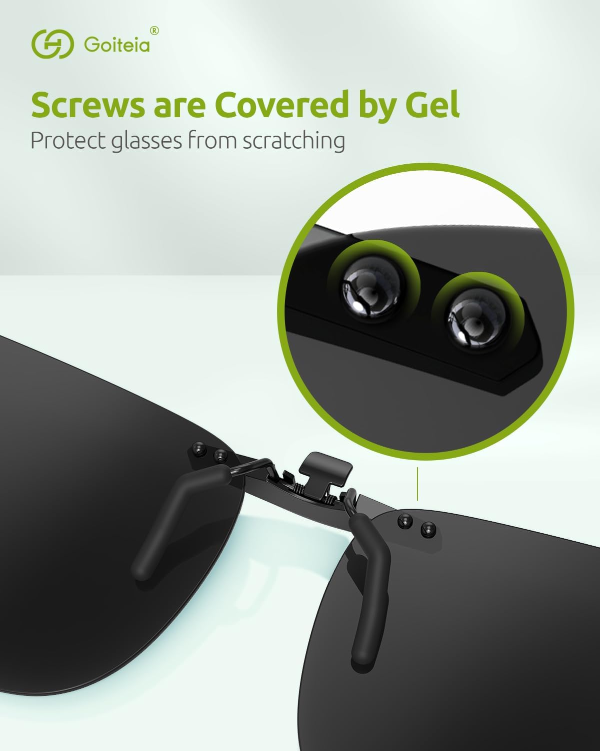 Goiteia Polarized Clip-On Sunglasses,Lightweight Rectangle Design Over Prescription Glasses,Non-Flip Up,Compact Fit - Image 3