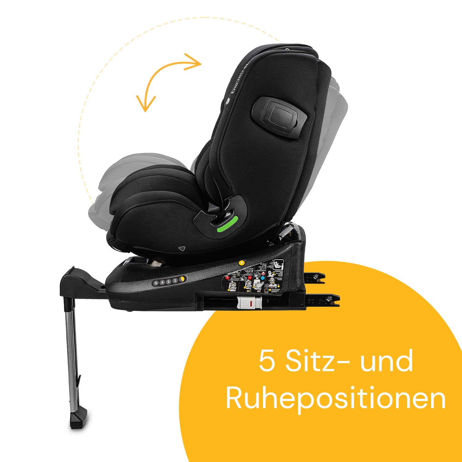 OSANN - Silla de coche giratoria ENO360 SL Isofix i-Size con soporte - 40-150 cm - 0 meses a 12 años - GRUPO 0+, 1, 2, 3 - Negro