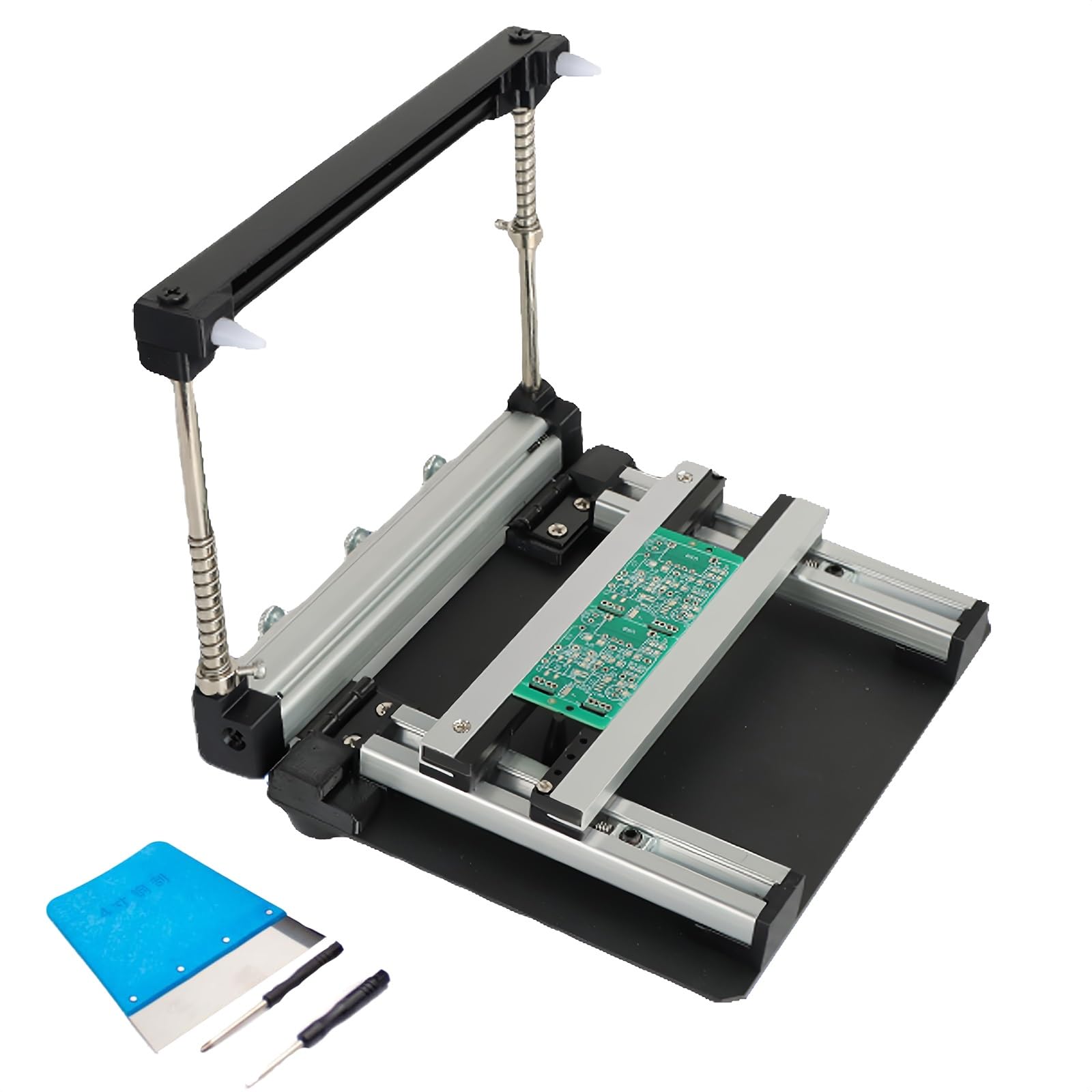 Estación de serigrafía Manual pequeña, Mesa de impresión de Pasta de Soldadura de Malla de Acero SMT, Cuerpo de aleación de Aluminio, Impresora de Plantillas de PCB de Alta precisión(10cm)