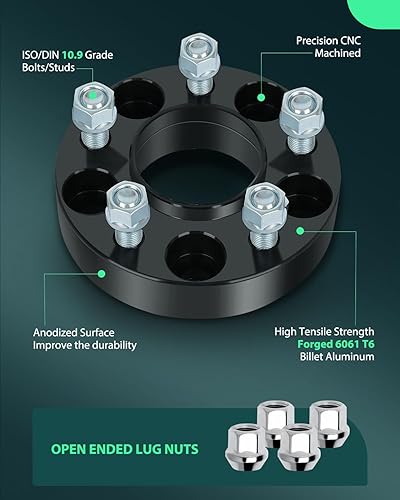 Miniatura 3 de SCITOO 4 espaciadores de rueda de 5 x 115 pulgadas de diámetro de 1.25 pulgadas, pernos de 2.815 in, espaciadores de rueda de 5 lengüetas de 14 x