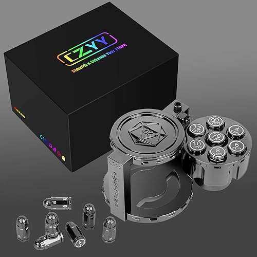 Miniatura 6 de DND Initiative Tracker y juego de dados poliédricos de metal con bala  Una fusión de estilo medieval y moderno para un juego mejorado en mazmorras y