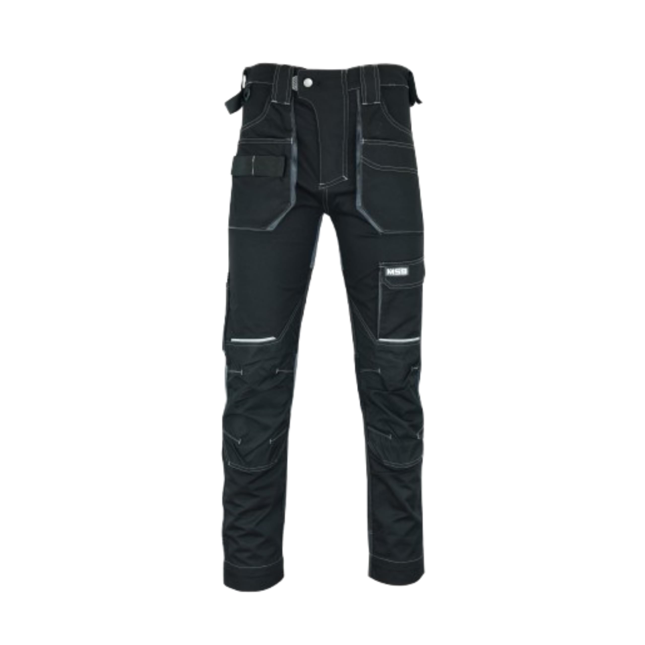Ms9 Men's Black Cargo Combat Slim Fit Stretch Spandex Elasticated Flexible Work Working Trouser Trousers Pants Jeans