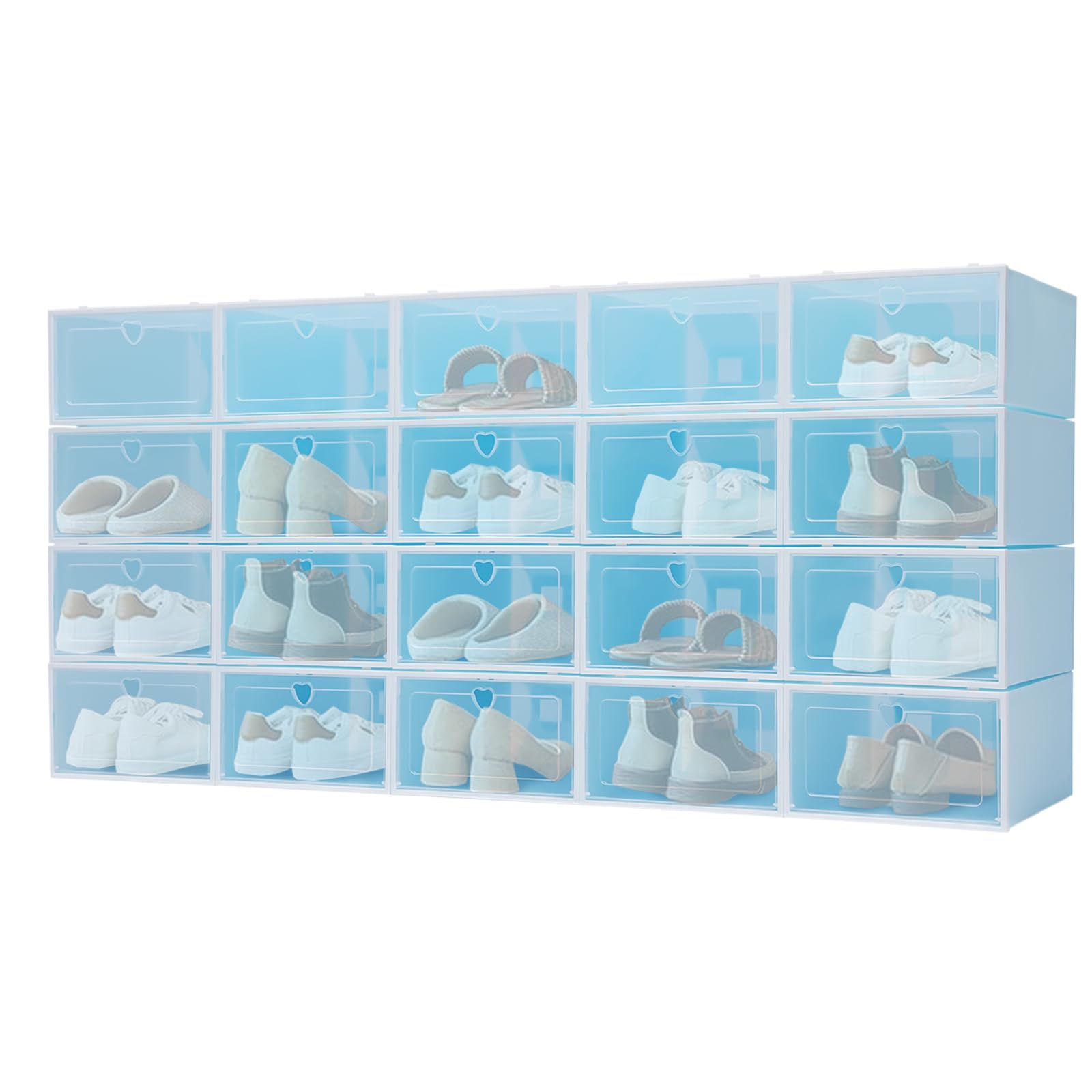 jondanecy 20Pcs Shoe Rack Plastic Box Organizer Stackable Shoe Rack Cabinet Shoe Storage Organizer Cabinet Portable Shoe Shelves Door Shoe Organizer for Closet Hallway Bedroom Entryway