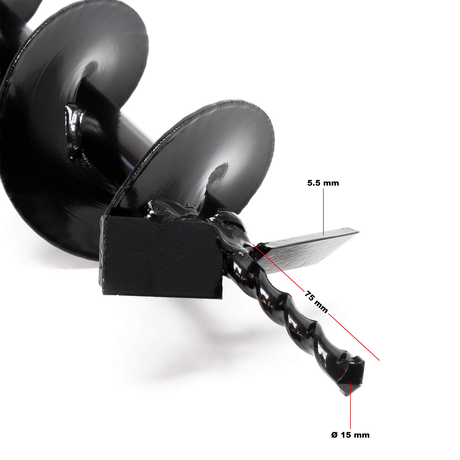 Wiltec Vis sans fin de remplacement – Ø 200 mm, longueur 760 mm – en Fonte – pour Perceuse de sol, Tarière thermique creuse – Forage de trous, puits, drainages – Sabot de forage Pièce de rechange