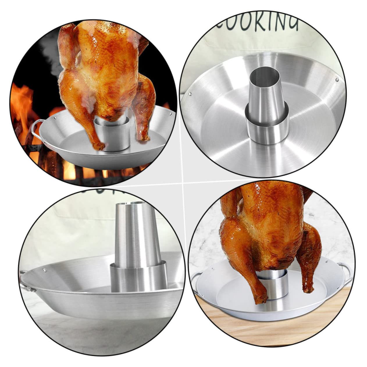Soporte para pollo de acero inoxidable, práctica herramienta de barbacoa para asar fácilmente, perfecto para asar pollo, duradero y fácil de usar, accesorio de cocina