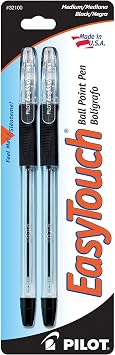 PILOT EasyTouch Ballpoint Stick Pens, Medium Point, Black Ink, 2-Pack 32100