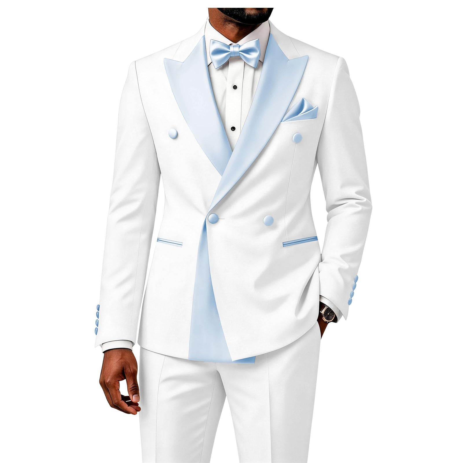 2 Piece Double Breasted Suit for Men Blazer Pants Tuxedo for Wedding Prom