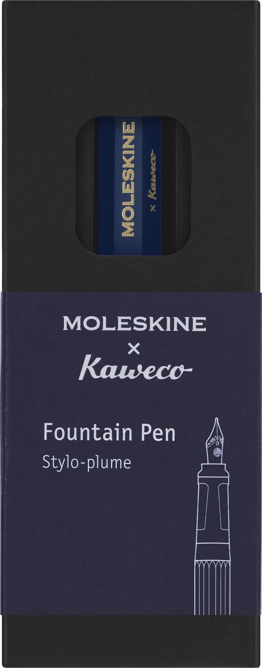 Moleskine x Kaweco, Penna Stilografica in Plastica ABS con Pennino Misura M Placcato in Oro, per Scrivere e Prendere Appunti, Cartuccia d'Inchiostro Blu Inclusa, Colore Blu