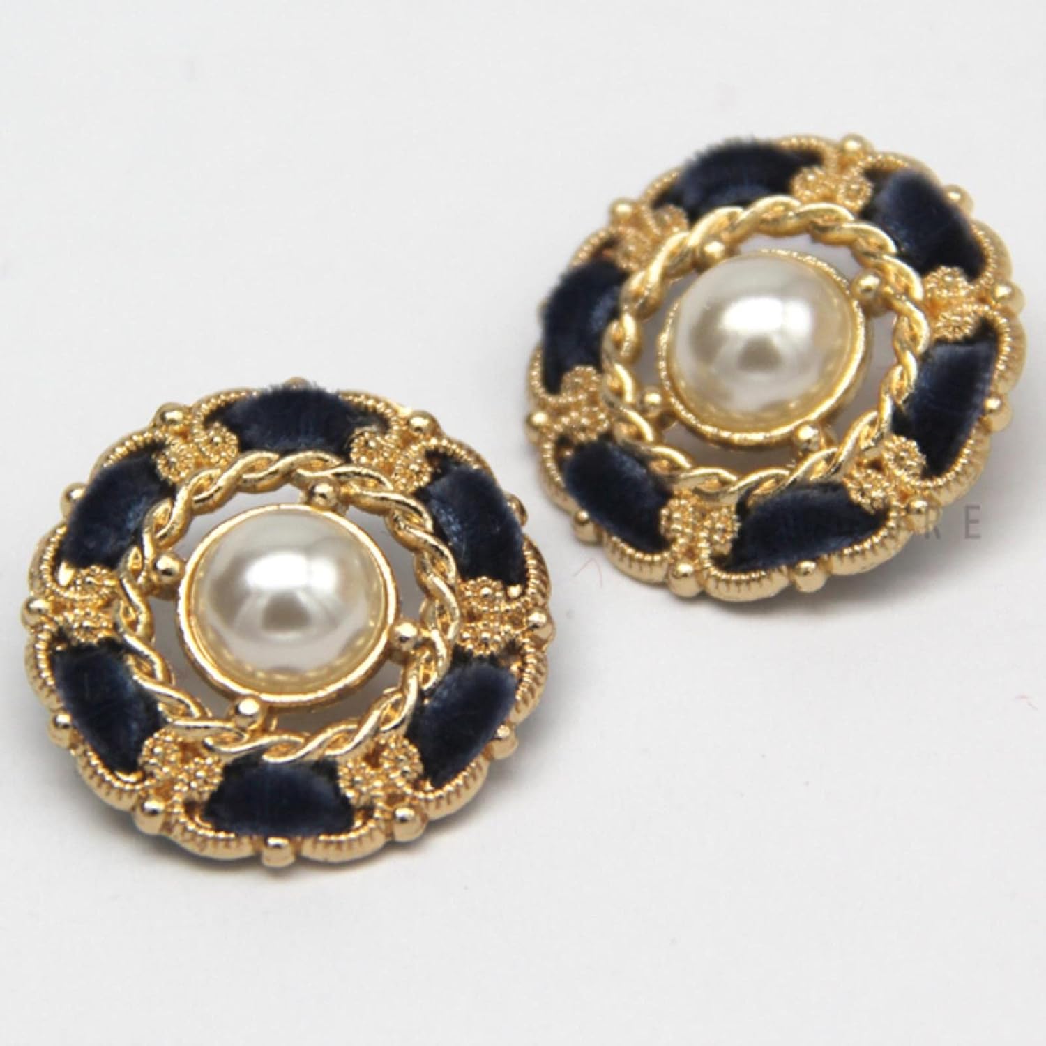 Buttons for Clothes 6 Pcs 25mm Large Vintage Luxury Women's Coat Pearl for Sewing Retro Suit Dress Handmade DIY Crafts-Black,25mm(Blue)