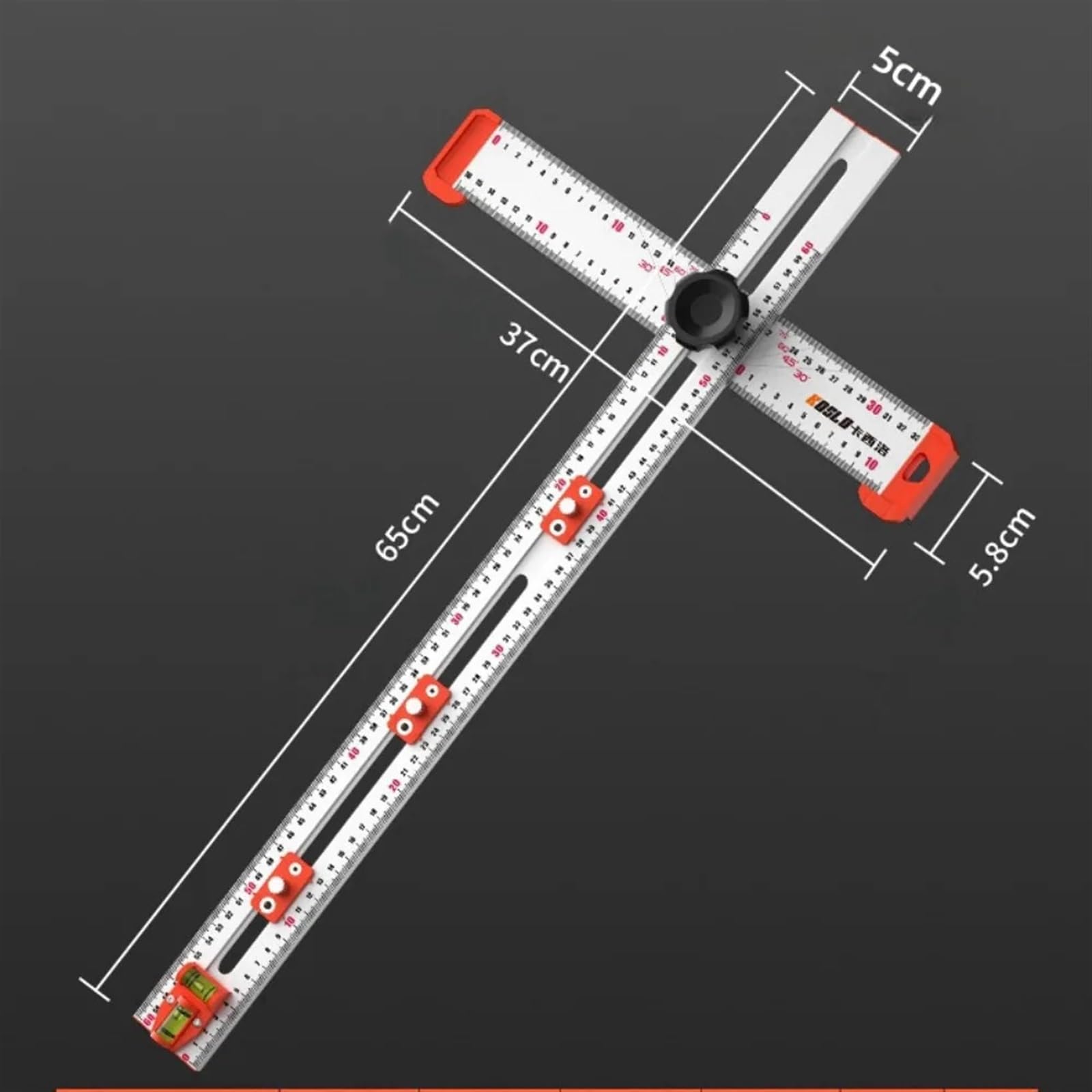 Regla de posicionamiento de perforación 2 en 1 for carpintería, regla en forma de T, regla de ángulo multifuncional, herramienta de medición de marcado de aleación de aluminio