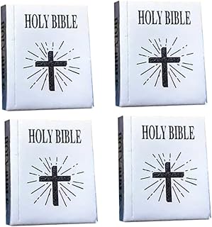 Anneome 4 Pçs Mini Livro Da Bíblia Para Crianças Mini Acessórios Mini Casa De Bonecas Mini Casa Decoração Da Bíblia Mini Bíblia Adornar Micro Livro Da Bíblia Móveis De Prata Casa Em